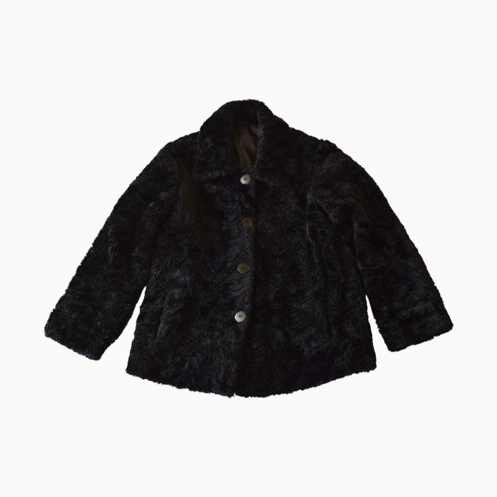 Vintage Charlotte Russe Black Faux Fur Coat Size Large